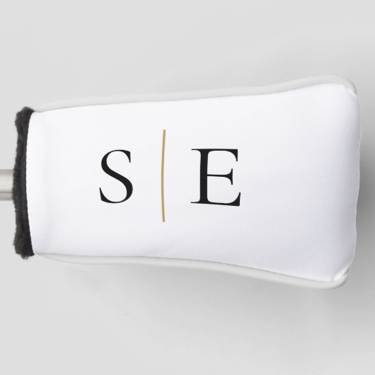 Personalisiertes elegantes Black-Gold-Monogramm Golf Headcover (Vorderseite)