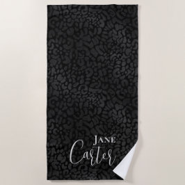 Personalisiertes elegantes Black Leopard Beach Han Strandtuch