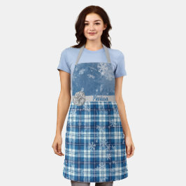 Personalisiertes Elegantes Blau Kariertes Weihnach Schürze