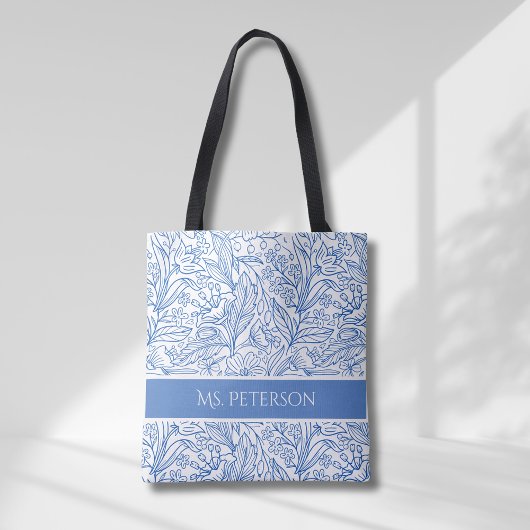 Personalisiertes elegantes blaues botanisches Desi Tasche