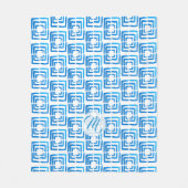 Personalisiertes Elegantes Blaues Muster Monogramm Fleecedecke (Vorderseite)