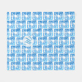 Personalisiertes Elegantes Blaues Muster Monogramm Fleecedecke (Vorderseite (Horizontal))