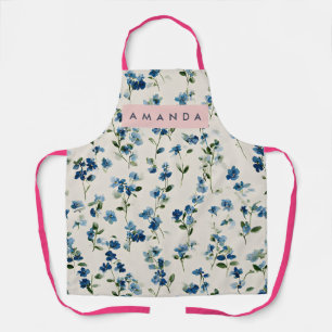 Personalisiertes elegantes blaues Wildblumendesign Schürze