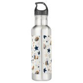 Personalisiertes elegantes Blue & Gold Stars Muste Edelstahlflasche (Rückseite)