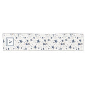 Personalisiertes elegantes Blue & Gold Stars Muste Kurzer Tischläufer (Horizontal)
