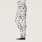 Personalisiertes elegantes Blue & Gold Stars Muste Leggings (Links)