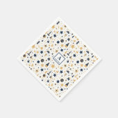 Personalisiertes elegantes Blue & Gold Stars Muste Serviette (Ecke)