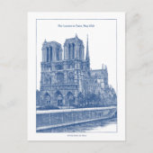 Personalisiertes Elegantes Blue Retro Notre Dame Postkarte (Vorderseite)