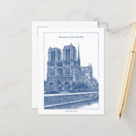 Personalisiertes Elegantes Blue Retro Notre Dame Postkarte