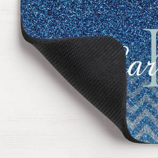 Personalisiertes Elegantes Blue Sparkle Glitzer Mo Mousepad (Ecke)