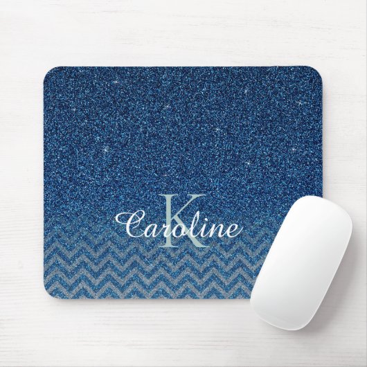Personalisiertes Elegantes Blue Sparkle Glitzer Mo Mousepad (Mit Mouse)
