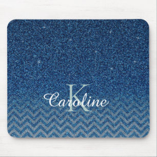 Personalisiertes Elegantes Blue Sparkle Glitzer Mo Mousepad