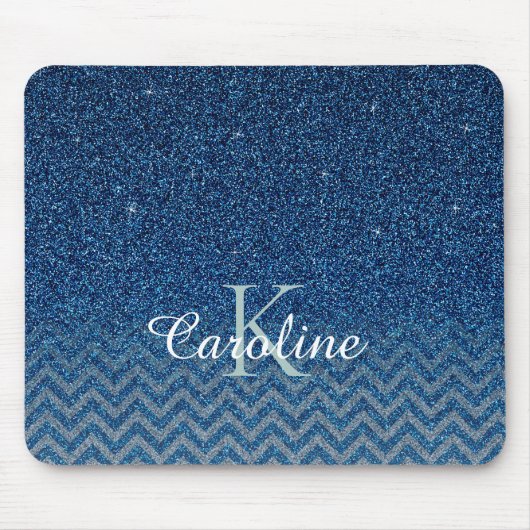 Personalisiertes Elegantes Blue Sparkle Glitzer Mo Mousepad (Vorne)