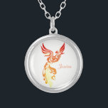 Personalisiertes elegantes brennendes Phoenix Versilberte Kette<br><div class="desc">Ein elegantes,  brennendes Phoenix stellt Wiedergeburt und Überwindungszerstörung dar.</div>