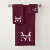 Personalisiertes elegantes Burgundy Monogramm und Badhandtuch Set (Insitu)