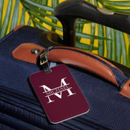 Personalisiertes elegantes Burgundy Monogramm und  Gepäckanhänger