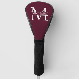 Personalisiertes elegantes Burgundy Monogramm und  Golf Headcover