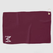 Personalisiertes elegantes Burgundy Monogramm und Golfhandtuch (Horizontal)