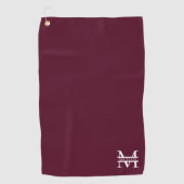 Personalisiertes elegantes Burgundy Monogramm und Golfhandtuch (Vorderseite)