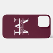 Personalisiertes elegantes Burgundy Monogramm und iPhone Hülle (Rückseite (Horizontal))