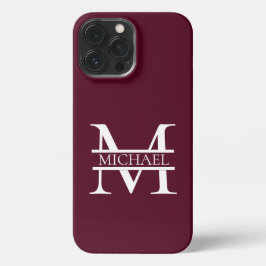 Personalisiertes elegantes Burgundy Monogramm und  iPhone 13 Pro Max Hülle