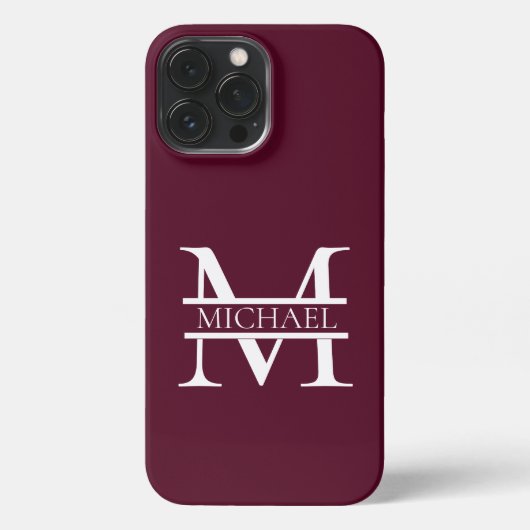 Personalisiertes elegantes Burgundy Monogramm und iPhone Hülle (Rückseite)