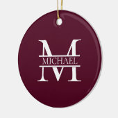 Personalisiertes elegantes Burgundy Monogramm und  Keramik Ornament (Links)