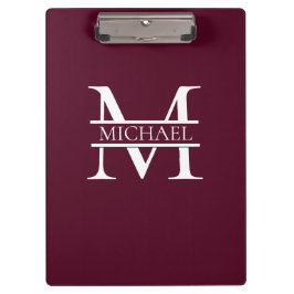 Personalisiertes elegantes Burgundy Monogramm und  Klemmbrett