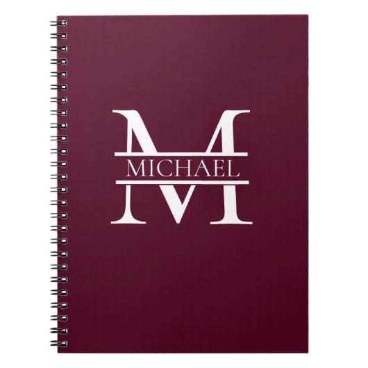 Personalisiertes elegantes Burgundy Monogramm und Notizblock (Vorderseite)
