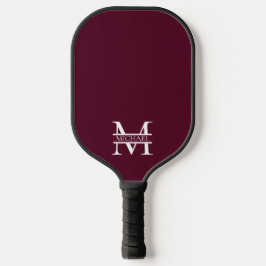 Personalisiertes elegantes Burgundy Monogramm und  Pickleball Schläger