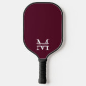 Personalisiertes elegantes Burgundy Monogramm und Pickleball Schläger (Rückseite)