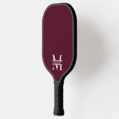 Personalisiertes elegantes Burgundy Monogramm und Pickleball Schläger (Links)