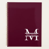 Personalisiertes elegantes Burgundy Monogramm und Planer (Vorderseite)