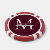 Personalisiertes elegantes Burgundy Monogramm und  Pokerchips (Einzeln)