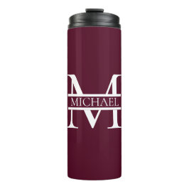 Personalisiertes elegantes Burgundy Monogramm und  Thermosbecher