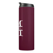 Personalisiertes elegantes Burgundy Monogramm und  Thermosbecher (Nach rechts gedreht)