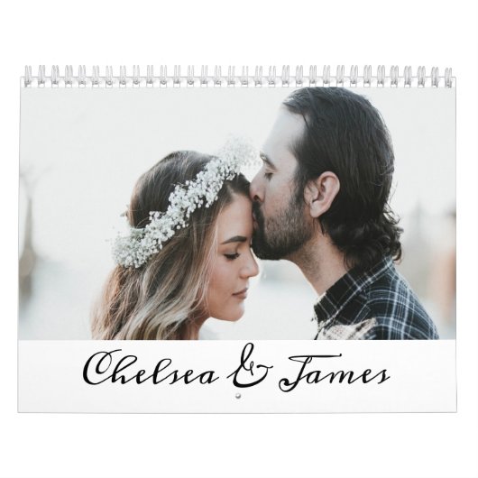 Personalisiertes elegantes Calligraphy Couple Foto Kalender (Titelbild)