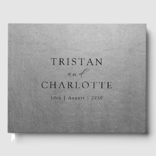 Personalisiertes Elegantes Chic Silver Gästebuch