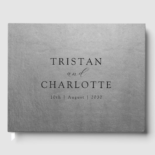 Personalisiertes Elegantes Chic Silver Gästebuch (Vorderseite)
