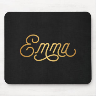 Personalisiertes Elegantes Drehbuch Emma Gold Blac Mousepad