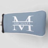 Personalisiertes elegantes Dusty Blue Monogram und Golf Headcover (Vorderseite)