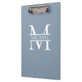 Personalisiertes elegantes Dusty Blue Monogram und Klemmbrett (Links)