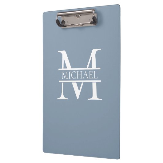 Personalisiertes elegantes Dusty Blue Monogram und Klemmbrett (Links)