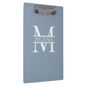 Personalisiertes elegantes Dusty Blue Monogram und Klemmbrett (Rechts)