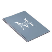 Personalisiertes elegantes Dusty Blue Monogram und Notizblock (Rechte Seite)