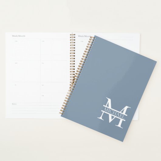 Personalisiertes elegantes Dusty Blue Monogram und Planer (Anzeige)