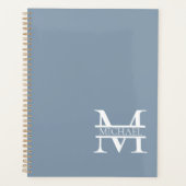 Personalisiertes elegantes Dusty Blue Monogram und Planer (Vorderseite)