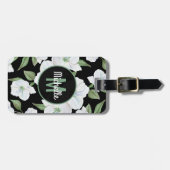 Personalisiertes elegantes Floral Travel Monogramm Gepäckanhänger (Vorderseite horizontal)