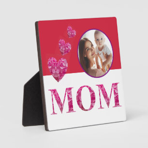 Personalisiertes elegantes Foto und florale "MAMA" Fotoplatte