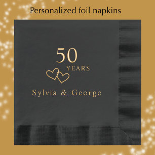 Personalisiertes Elegantes Gold 50. Hochzeitstag Servietten Mit Folie